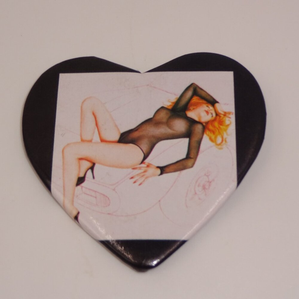 Vintage The Cars Heart Candy-O Pin Pinback Pin-Up 2-3/4" x 2-5/8"